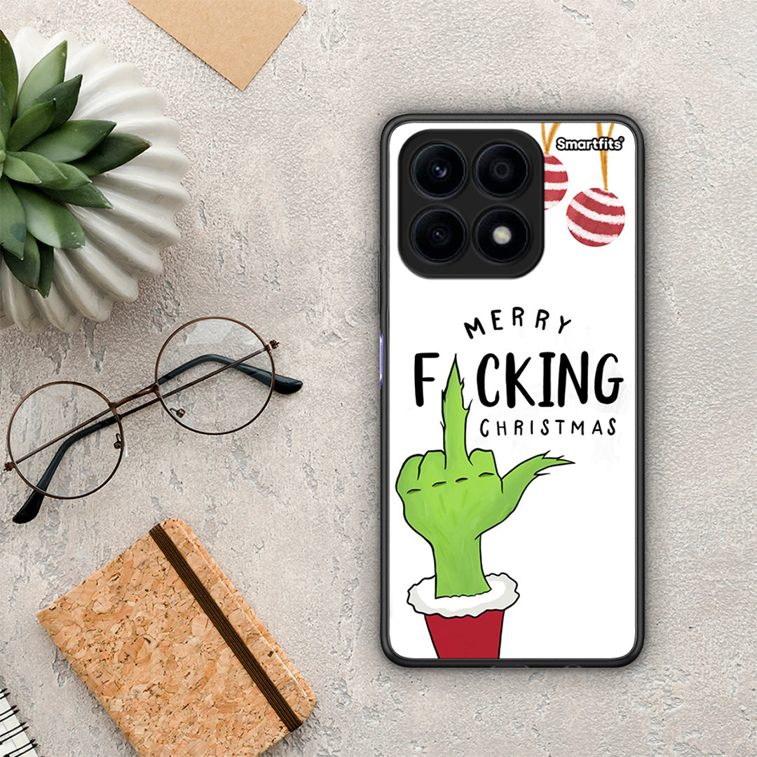 Θήκη Honor X8a Merry F Xmas από τη Smartfits με σχέδιο στο πίσω μέρος και μαύρο περίβλημα | Honor X8a Merry F Xmas Case with Colorful Back and Black Bezels