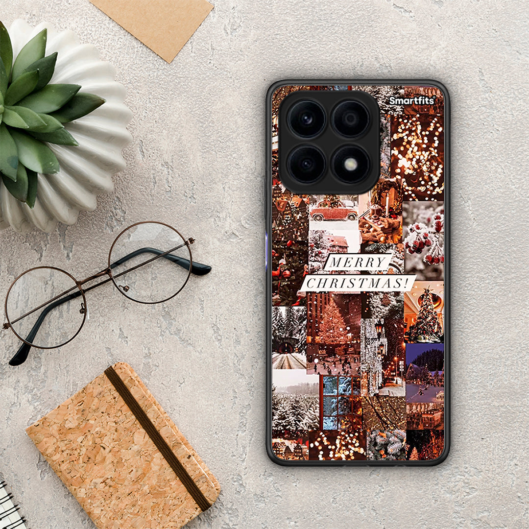 Θήκη Honor X8a Xmas Collage από τη Smartfits με σχέδιο στο πίσω μέρος και μαύρο περίβλημα | Honor X8a Xmas Collage Case with Colorful Back and Black Bezels