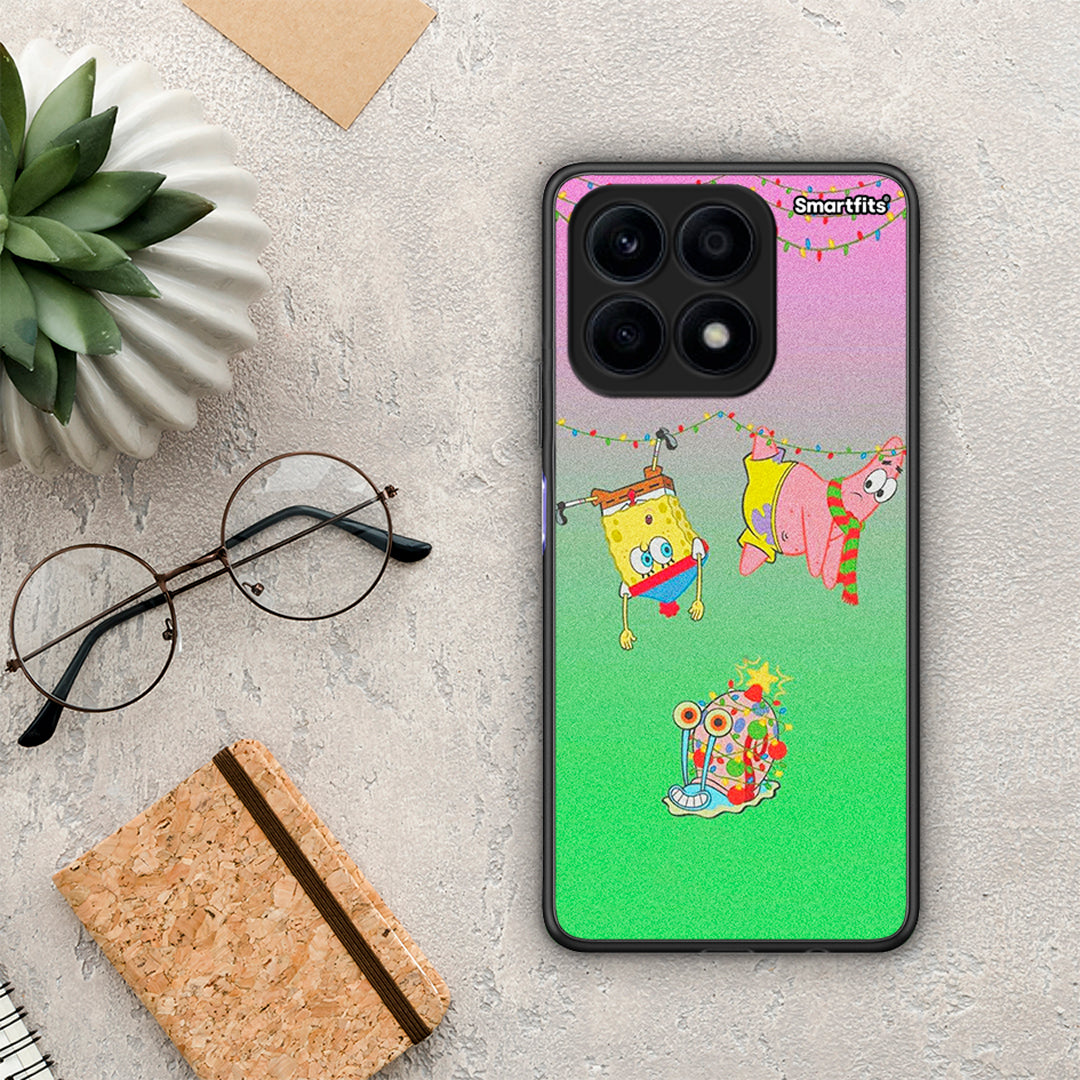 Θήκη Honor X8a Xmas Lights από τη Smartfits με σχέδιο στο πίσω μέρος και μαύρο περίβλημα | Honor X8a Xmas Lights Case with Colorful Back and Black Bezels