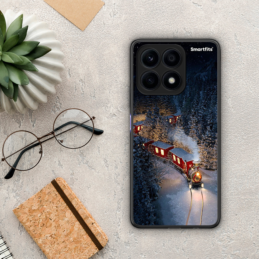 Θήκη Honor X8a Xmas Train από τη Smartfits με σχέδιο στο πίσω μέρος και μαύρο περίβλημα | Honor X8a Xmas Train Case with Colorful Back and Black Bezels