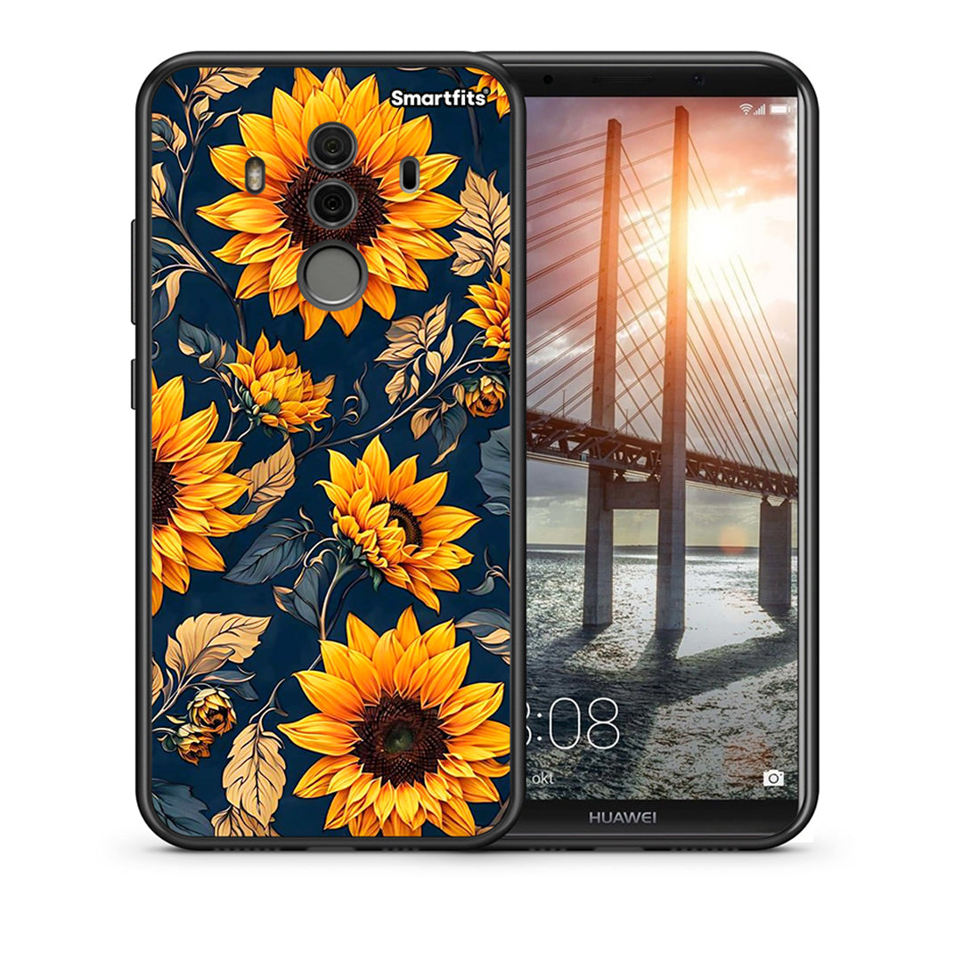 Θήκη Huawei Mate 10 Pro Autumn Sunflowers από τη Smartfits με σχέδιο στο πίσω μέρος και μαύρο περίβλημα | Huawei Mate 10 Pro Autumn Sunflowers case with colorful back and black bezels