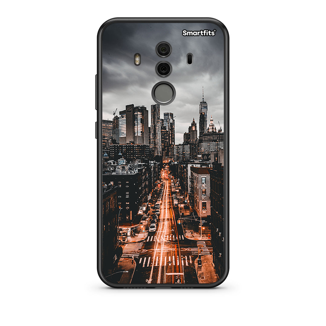 Huawei Mate 10 Pro City Lights θήκη από τη Smartfits με σχέδιο στο πίσω μέρος και μαύρο περίβλημα | Smartphone case with colorful back and black bezels by Smartfits