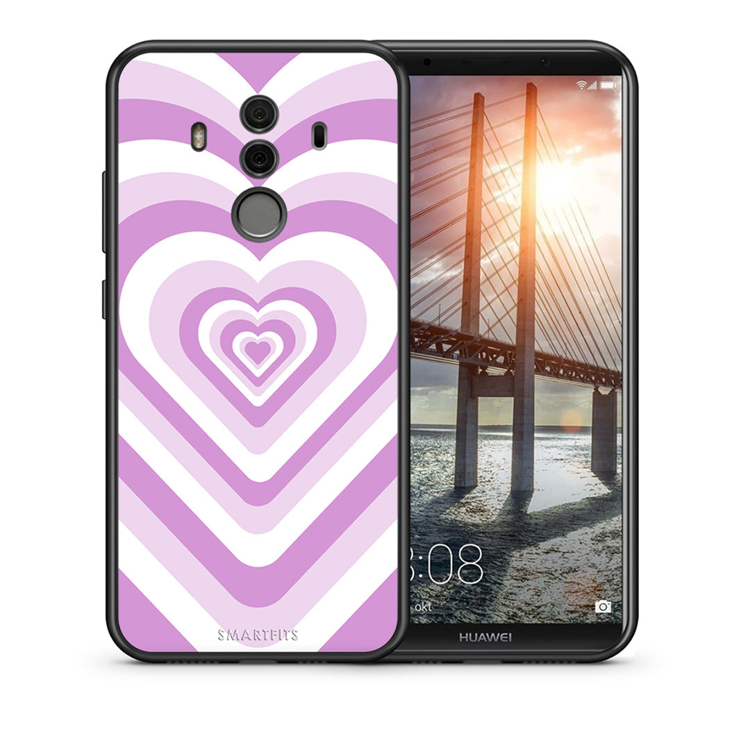 Θήκη Huawei Mate 10 Pro Lilac Hearts από τη Smartfits με σχέδιο στο πίσω μέρος και μαύρο περίβλημα | Huawei Mate 10 Pro Lilac Hearts case with colorful back and black bezels