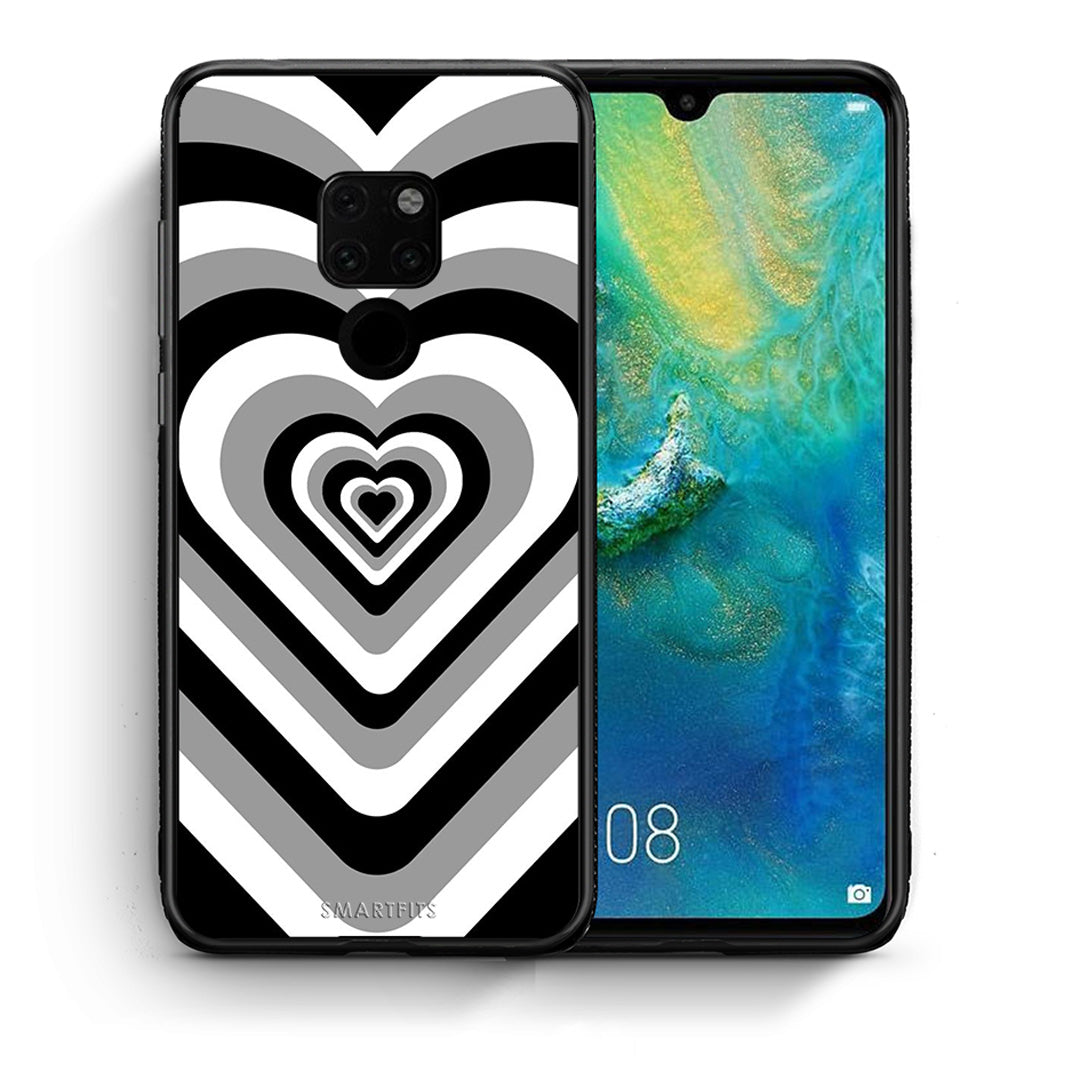 Θήκη Huawei Mate 20 Black Hearts από τη Smartfits με σχέδιο στο πίσω μέρος και μαύρο περίβλημα | Huawei Mate 20 Black Hearts case with colorful back and black bezels