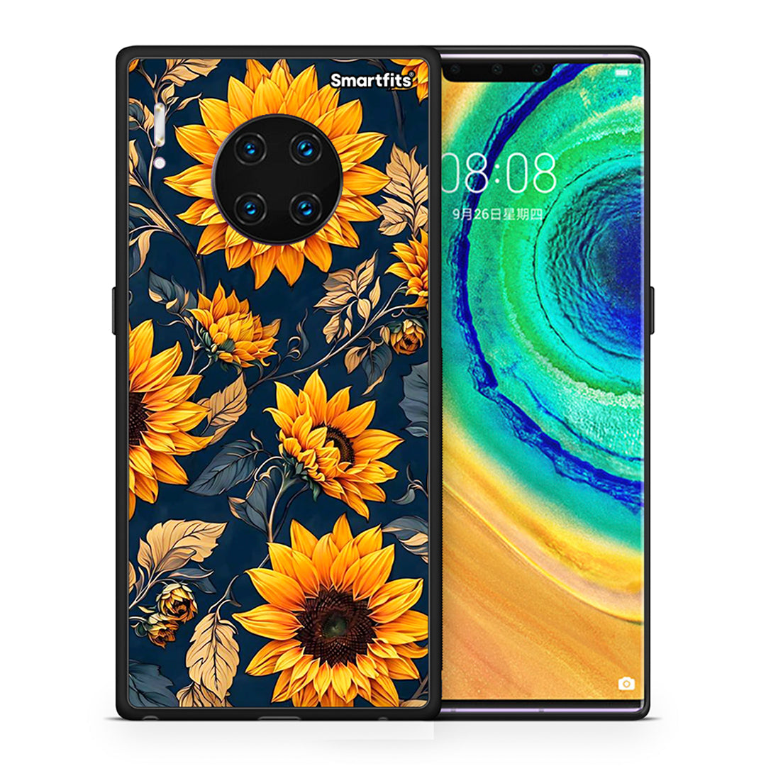 Θήκη Huawei Mate 30 Pro Autumn Sunflowers από τη Smartfits με σχέδιο στο πίσω μέρος και μαύρο περίβλημα | Huawei Mate 30 Pro Autumn Sunflowers case with colorful back and black bezels