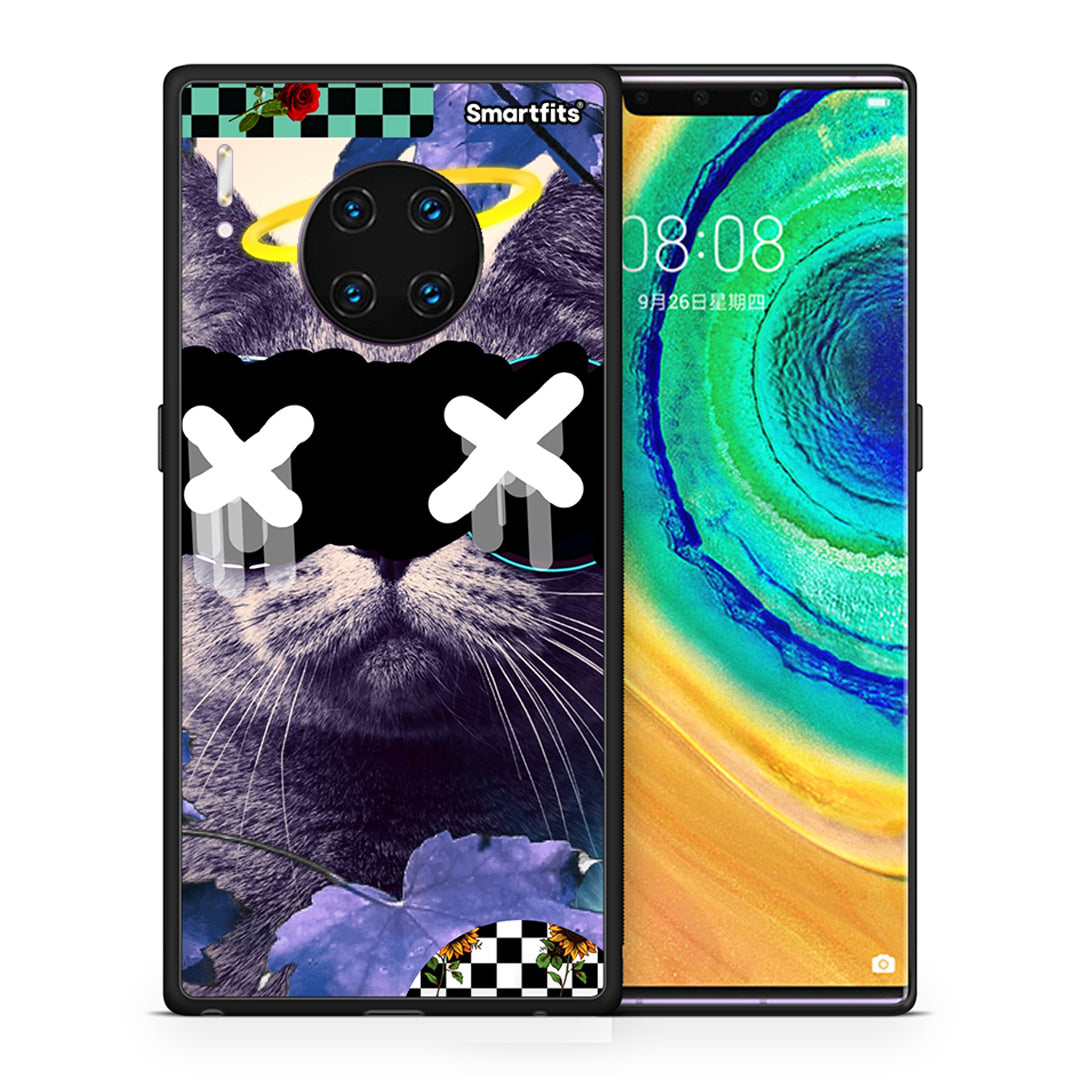 Θήκη Huawei Mate 30 Pro Cat Collage από τη Smartfits με σχέδιο στο πίσω μέρος και μαύρο περίβλημα | Huawei Mate 30 Pro Cat Collage case with colorful back and black bezels