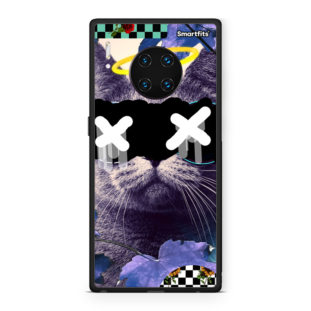 Huawei Mate 30 Pro Cat Collage θήκη από τη Smartfits με σχέδιο στο πίσω μέρος και μαύρο περίβλημα | Smartphone case with colorful back and black bezels by Smartfits
