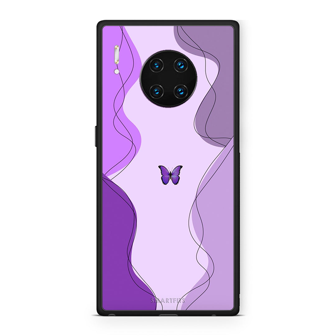 Huawei Mate 30 Pro Purple Mariposa Θήκη Αγίου Βαλεντίνου από τη Smartfits με σχέδιο στο πίσω μέρος και μαύρο περίβλημα | Smartphone case with colorful back and black bezels by Smartfits