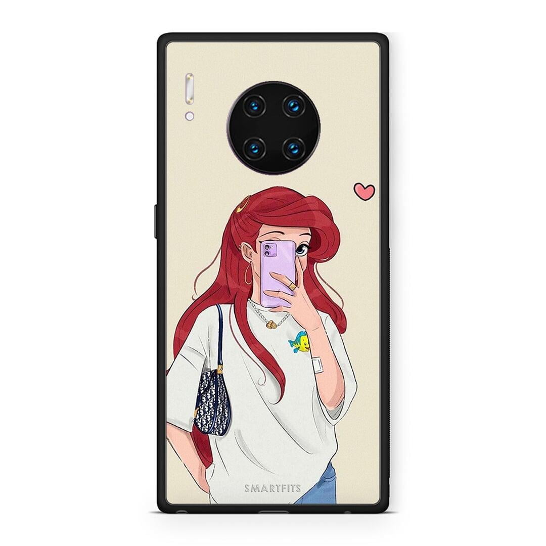 Huawei Mate 30 Pro Walking Mermaid Θήκη από τη Smartfits με σχέδιο στο πίσω μέρος και μαύρο περίβλημα | Smartphone case with colorful back and black bezels by Smartfits