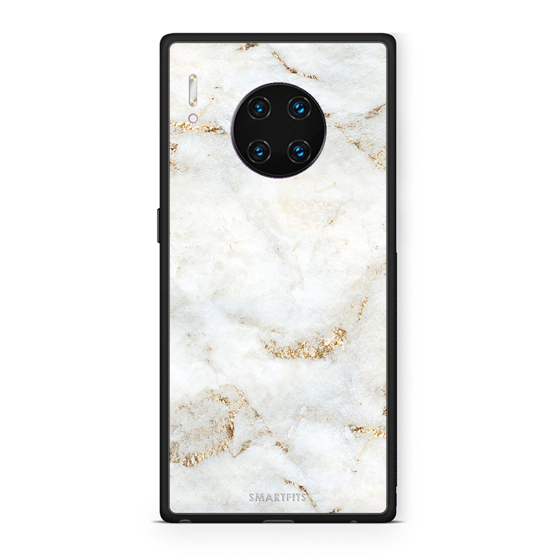 Huawei Mate 30 Pro White Gold Marble θήκη από τη Smartfits με σχέδιο στο πίσω μέρος και μαύρο περίβλημα | Smartphone case with colorful back and black bezels by Smartfits