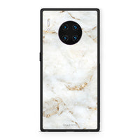 Thumbnail for Huawei Mate 30 Pro White Gold Marble θήκη από τη Smartfits με σχέδιο στο πίσω μέρος και μαύρο περίβλημα | Smartphone case with colorful back and black bezels by Smartfits