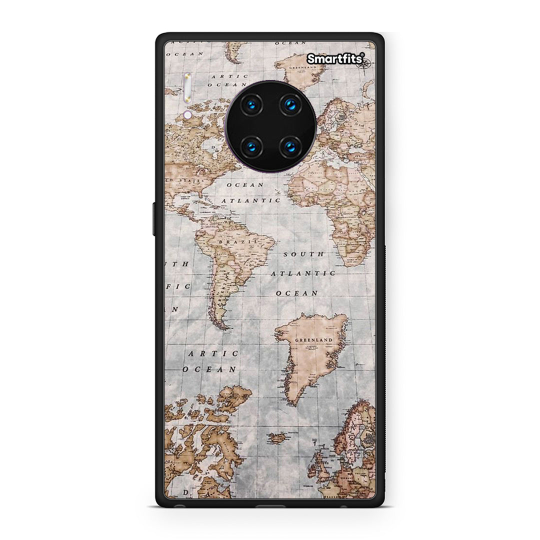 Huawei Mate 30 Pro World Map θήκη από τη Smartfits με σχέδιο στο πίσω μέρος και μαύρο περίβλημα | Smartphone case with colorful back and black bezels by Smartfits