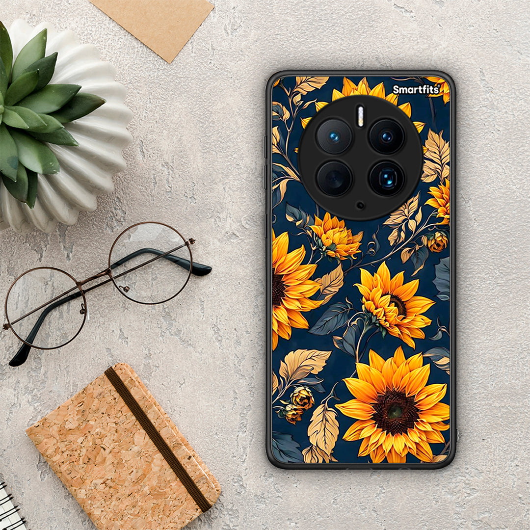 Θήκη Huawei Mate 50 Pro Autumn Sunflowers από τη Smartfits με σχέδιο στο πίσω μέρος και μαύρο περίβλημα | Huawei Mate 50 Pro Autumn Sunflowers Case with Colorful Back and Black Bezels