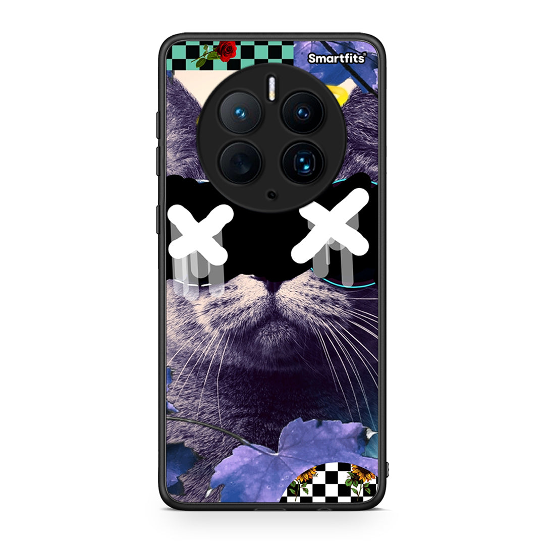 Θήκη Huawei Mate 50 Pro Cat Collage από τη Smartfits με σχέδιο στο πίσω μέρος και μαύρο περίβλημα | Huawei Mate 50 Pro Cat Collage Case with Colorful Back and Black Bezels