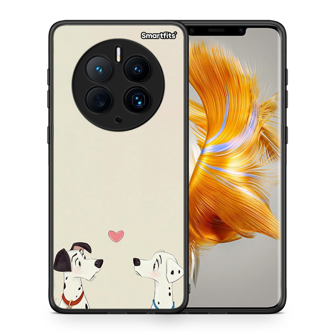 Θήκη Huawei Mate 50 Pro Dalmatians Love από τη Smartfits με σχέδιο στο πίσω μέρος και μαύρο περίβλημα | Huawei Mate 50 Pro Dalmatians Love Case with Colorful Back and Black Bezels