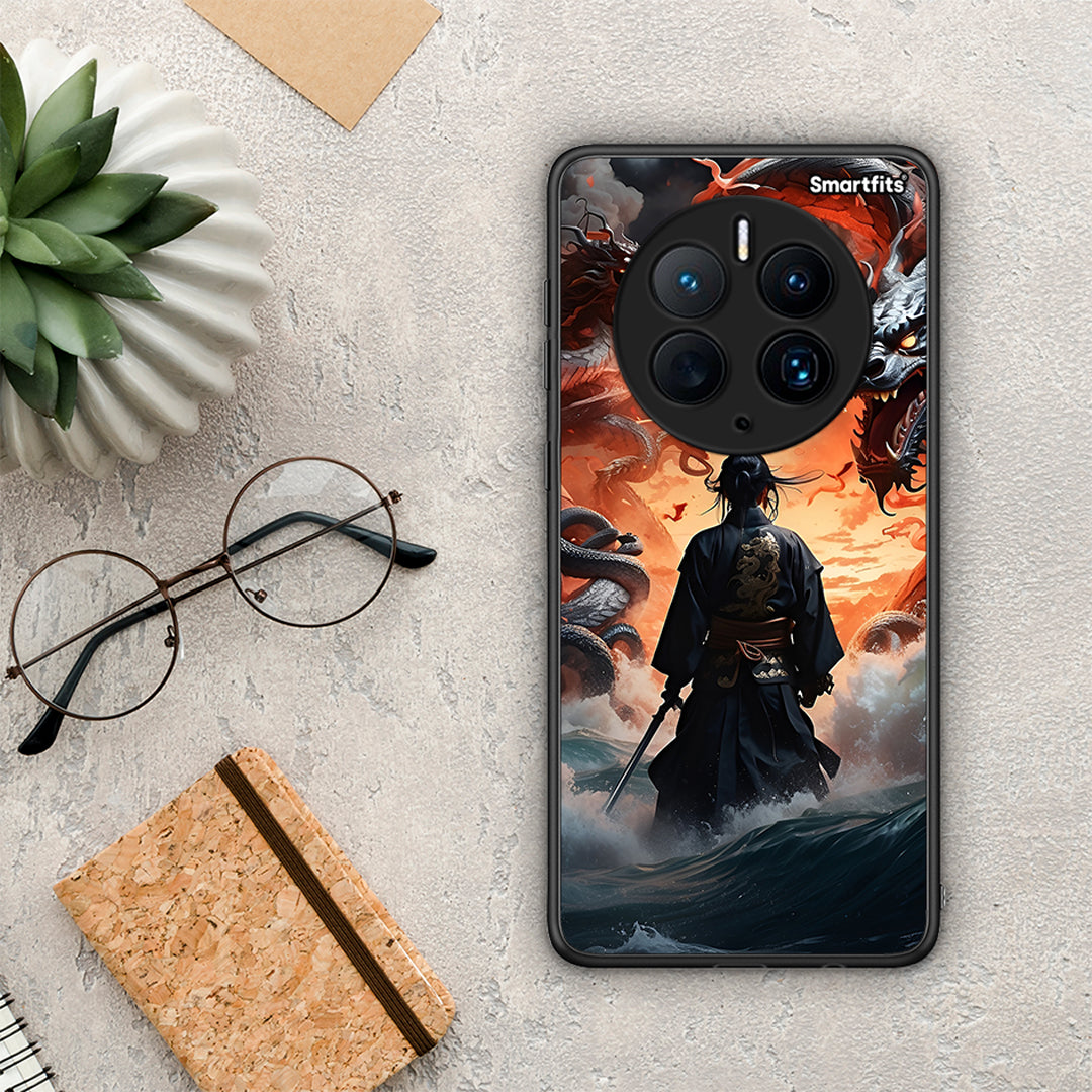 Θήκη Huawei Mate 50 Pro Dragons Fight από τη Smartfits με σχέδιο στο πίσω μέρος και μαύρο περίβλημα | Huawei Mate 50 Pro Dragons Fight Case with Colorful Back and Black Bezels