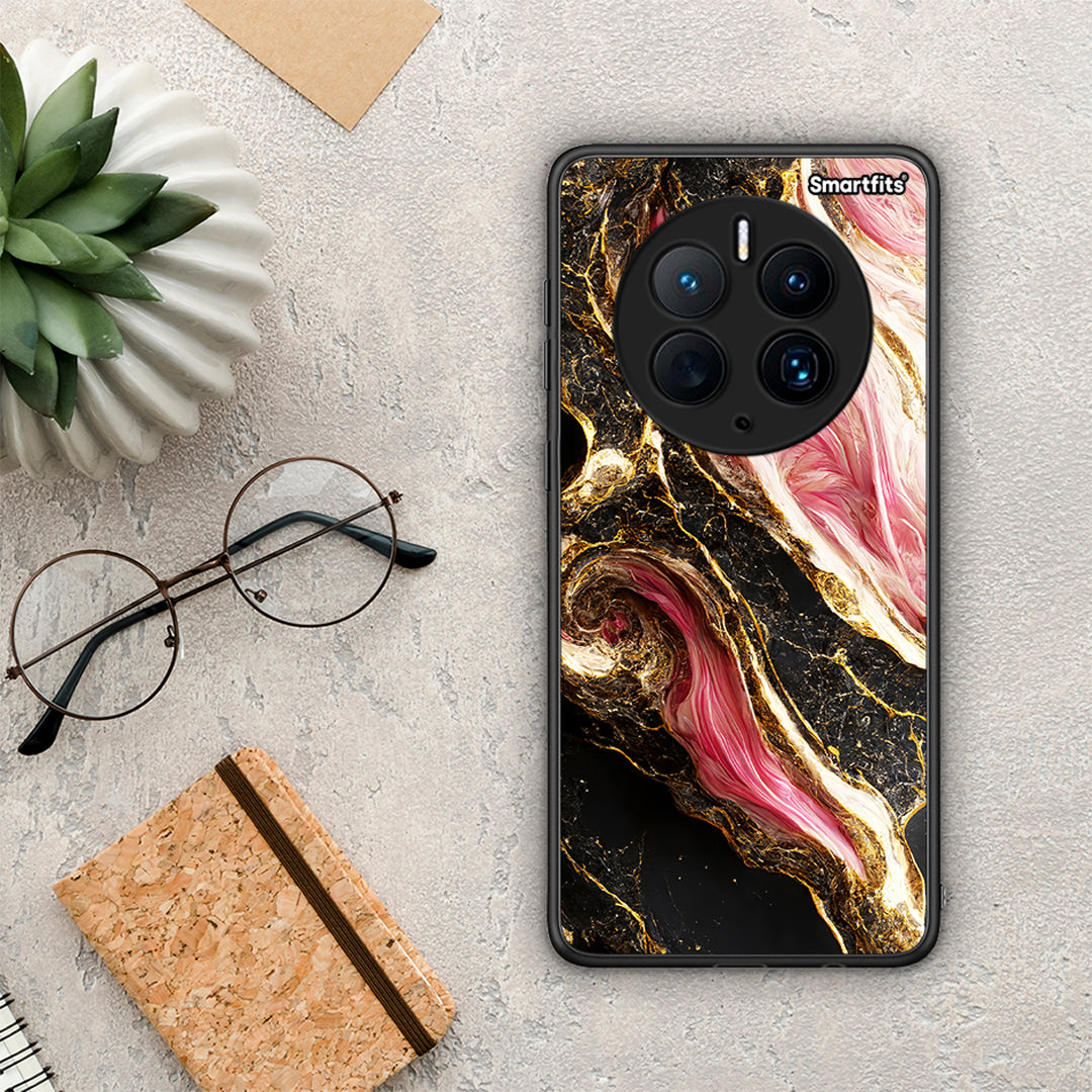 Θήκη Huawei Mate 50 Pro Glamorous Pink Marble από τη Smartfits με σχέδιο στο πίσω μέρος και μαύρο περίβλημα | Huawei Mate 50 Pro Glamorous Pink Marble Case with Colorful Back and Black Bezels