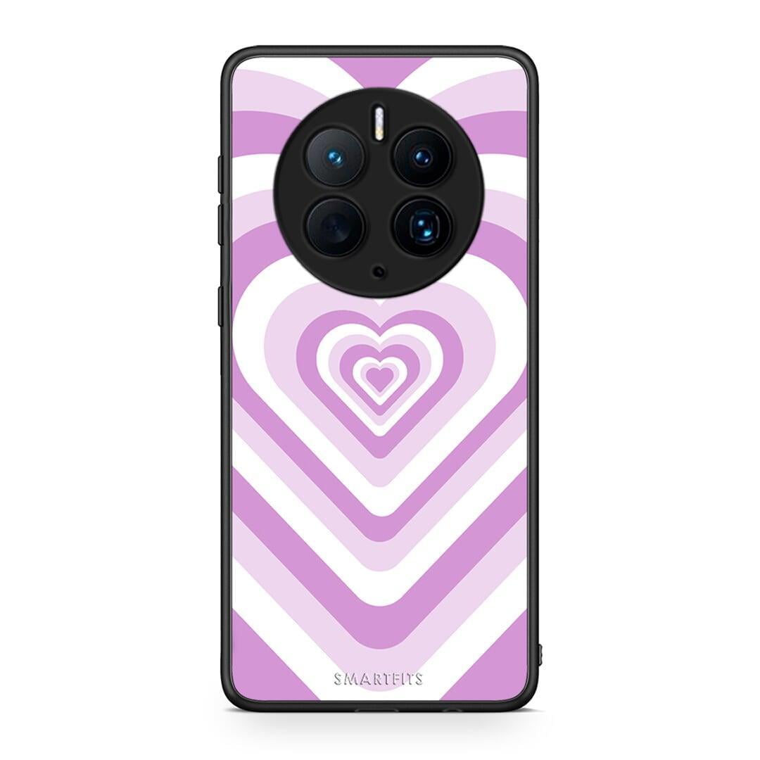 Θήκη Huawei Mate 50 Pro Lilac Hearts από τη Smartfits με σχέδιο στο πίσω μέρος και μαύρο περίβλημα | Huawei Mate 50 Pro Lilac Hearts Case with Colorful Back and Black Bezels