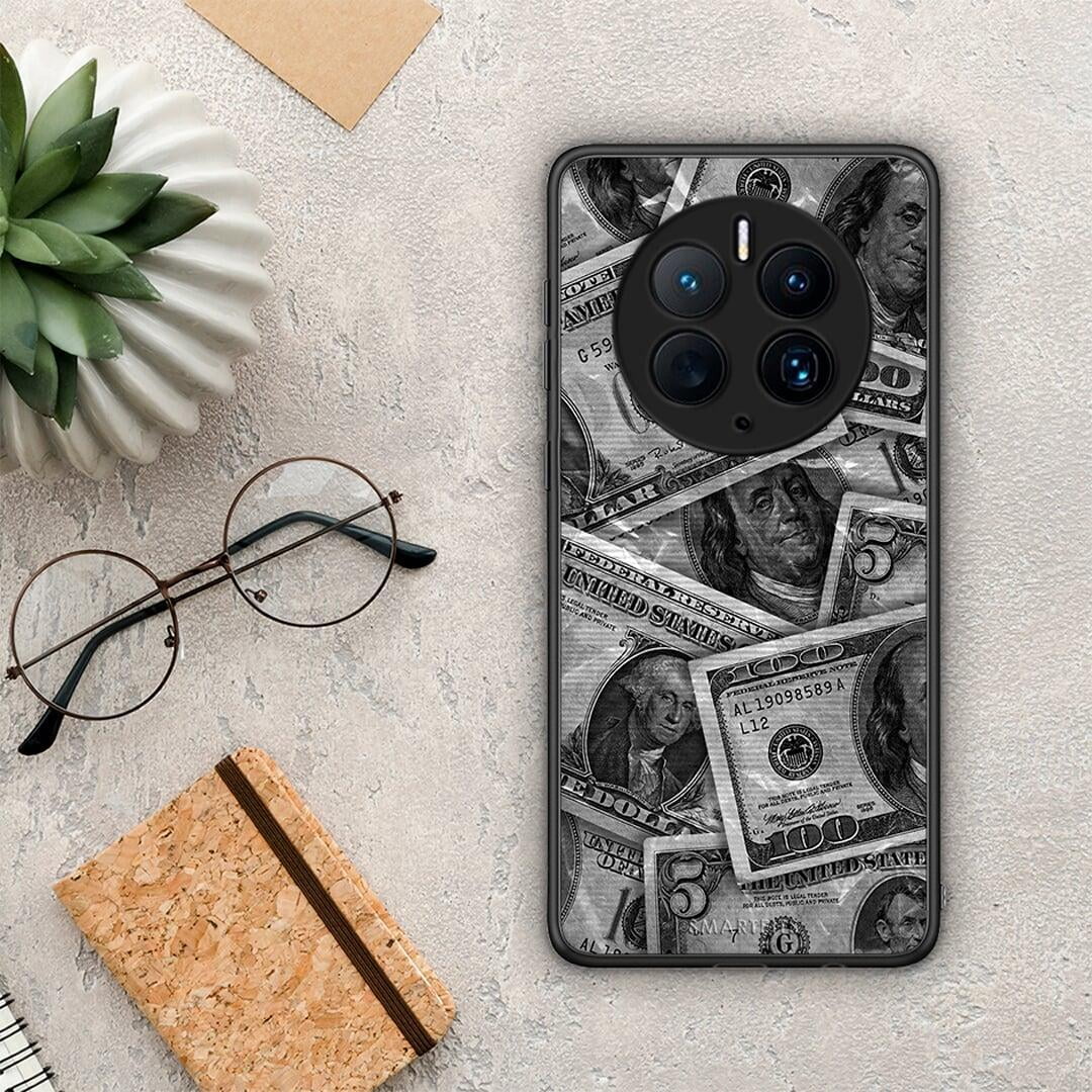 Θήκη Huawei Mate 50 Pro Money Dollars από τη Smartfits με σχέδιο στο πίσω μέρος και μαύρο περίβλημα | Huawei Mate 50 Pro Money Dollars Case with Colorful Back and Black Bezels