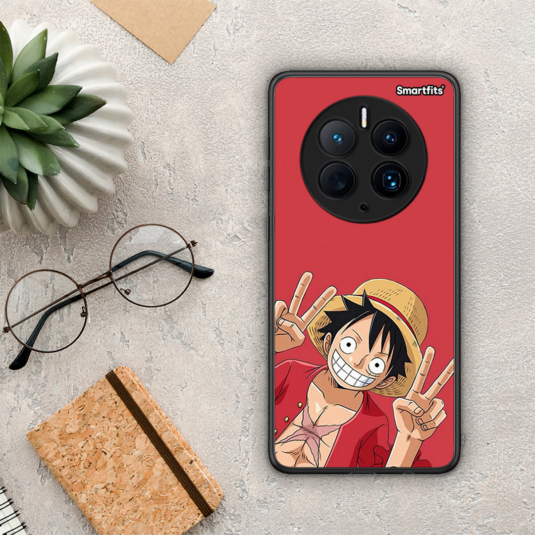 Θήκη Huawei Mate 50 Pro Pirate Luffy από τη Smartfits με σχέδιο στο πίσω μέρος και μαύρο περίβλημα | Huawei Mate 50 Pro Pirate Luffy Case with Colorful Back and Black Bezels