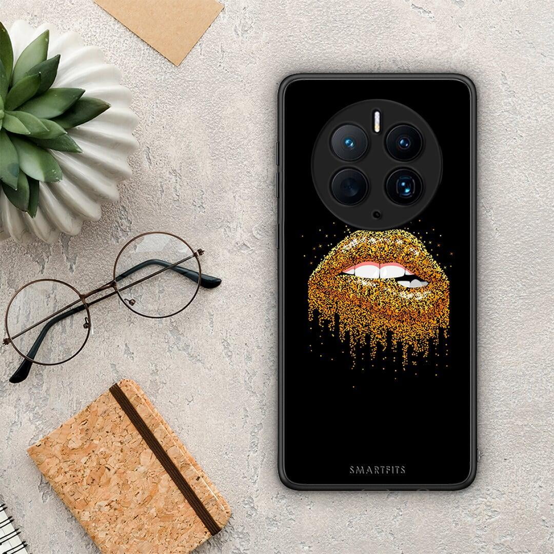 Θήκη Huawei Mate 50 Pro Valentine Golden από τη Smartfits με σχέδιο στο πίσω μέρος και μαύρο περίβλημα | Huawei Mate 50 Pro Valentine Golden Case with Colorful Back and Black Bezels