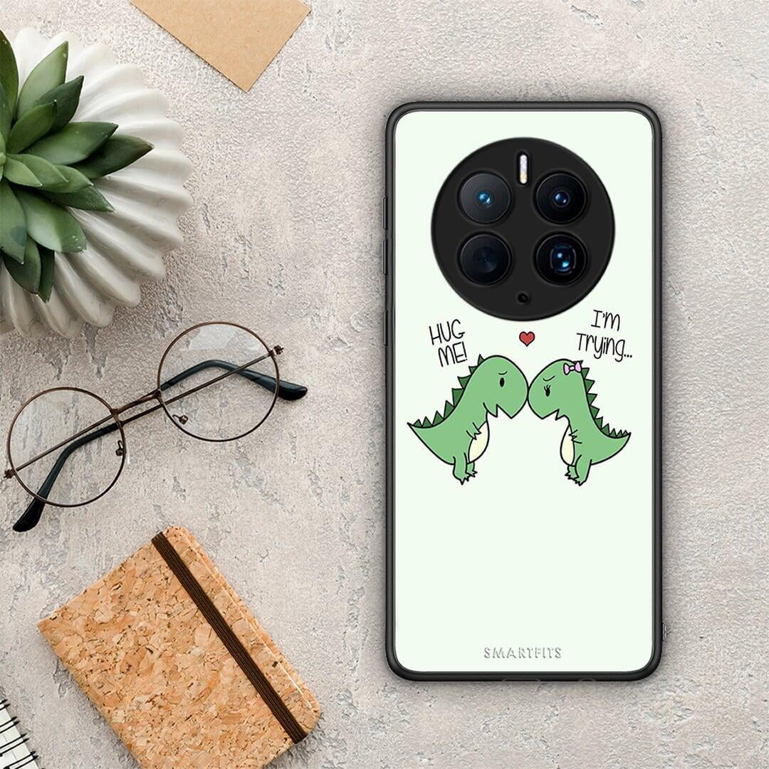 Θήκη Huawei Mate 50 Pro Valentine Rex από τη Smartfits με σχέδιο στο πίσω μέρος και μαύρο περίβλημα | Huawei Mate 50 Pro Valentine Rex Case with Colorful Back and Black Bezels