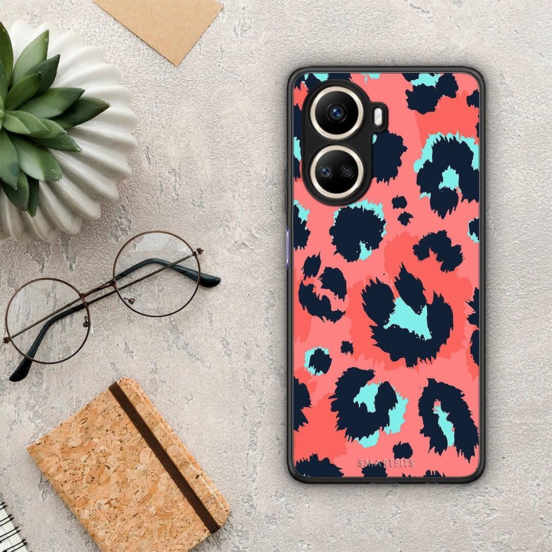 Θήκη Huawei Nova 10 SE Animal Pink Leopard από τη Smartfits με σχέδιο στο πίσω μέρος και μαύρο περίβλημα | Huawei Nova 10 SE Animal Pink Leopard Case with Colorful Back and Black Bezels