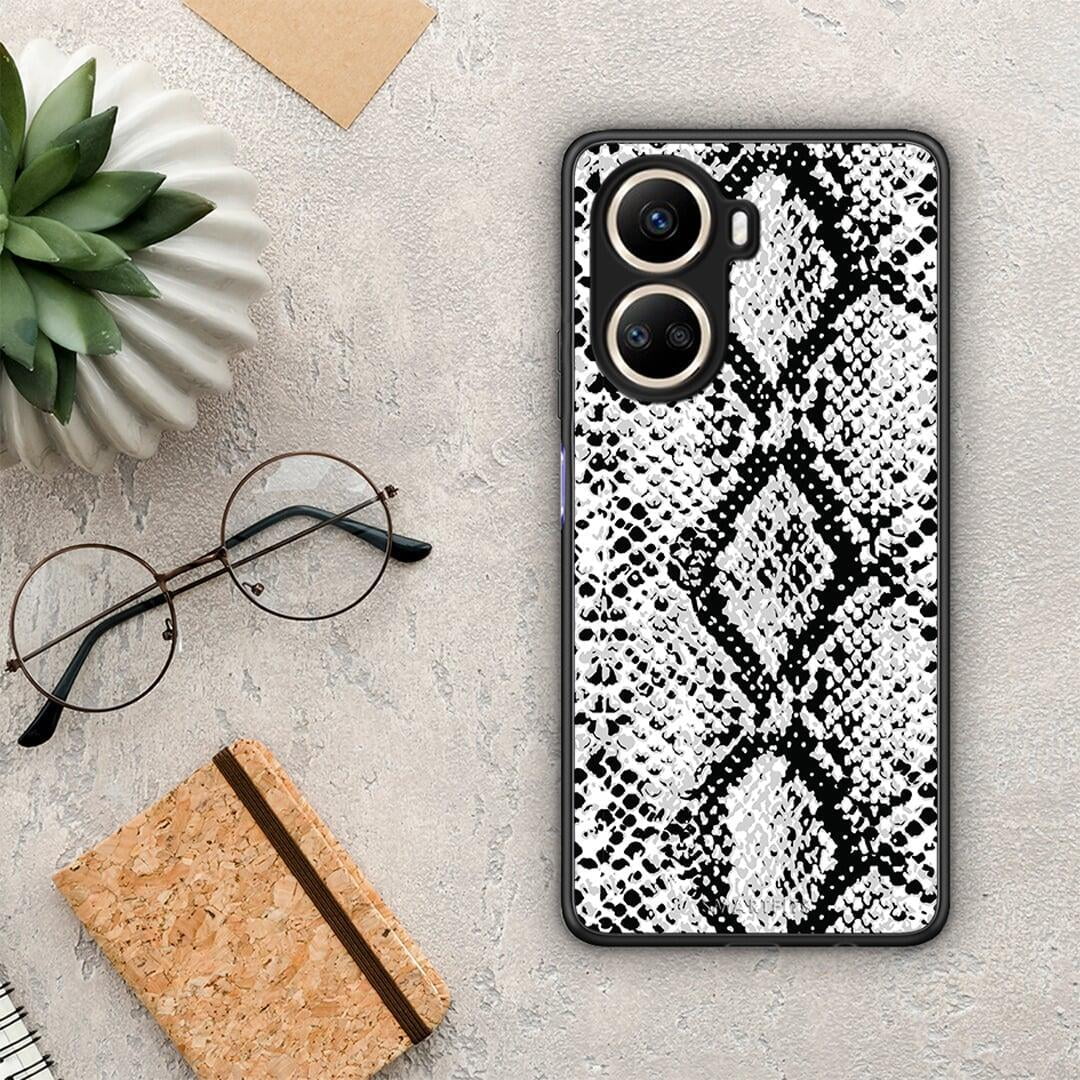 Θήκη Huawei Nova 10 SE Animal White Snake από τη Smartfits με σχέδιο στο πίσω μέρος και μαύρο περίβλημα | Huawei Nova 10 SE Animal White Snake Case with Colorful Back and Black Bezels