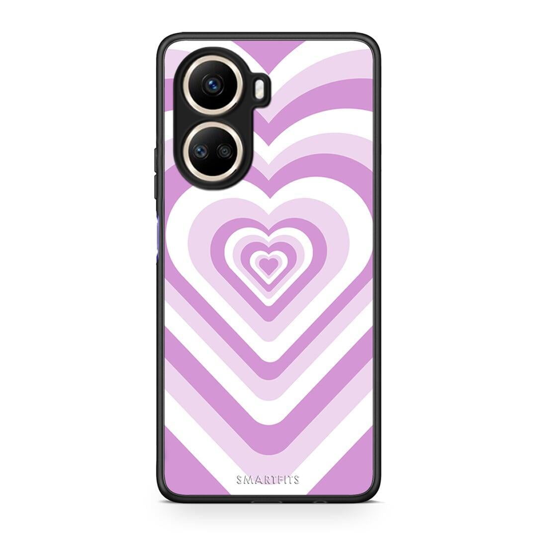 Θήκη Huawei Nova 10 SE Lilac Hearts από τη Smartfits με σχέδιο στο πίσω μέρος και μαύρο περίβλημα | Huawei Nova 10 SE Lilac Hearts Case with Colorful Back and Black Bezels