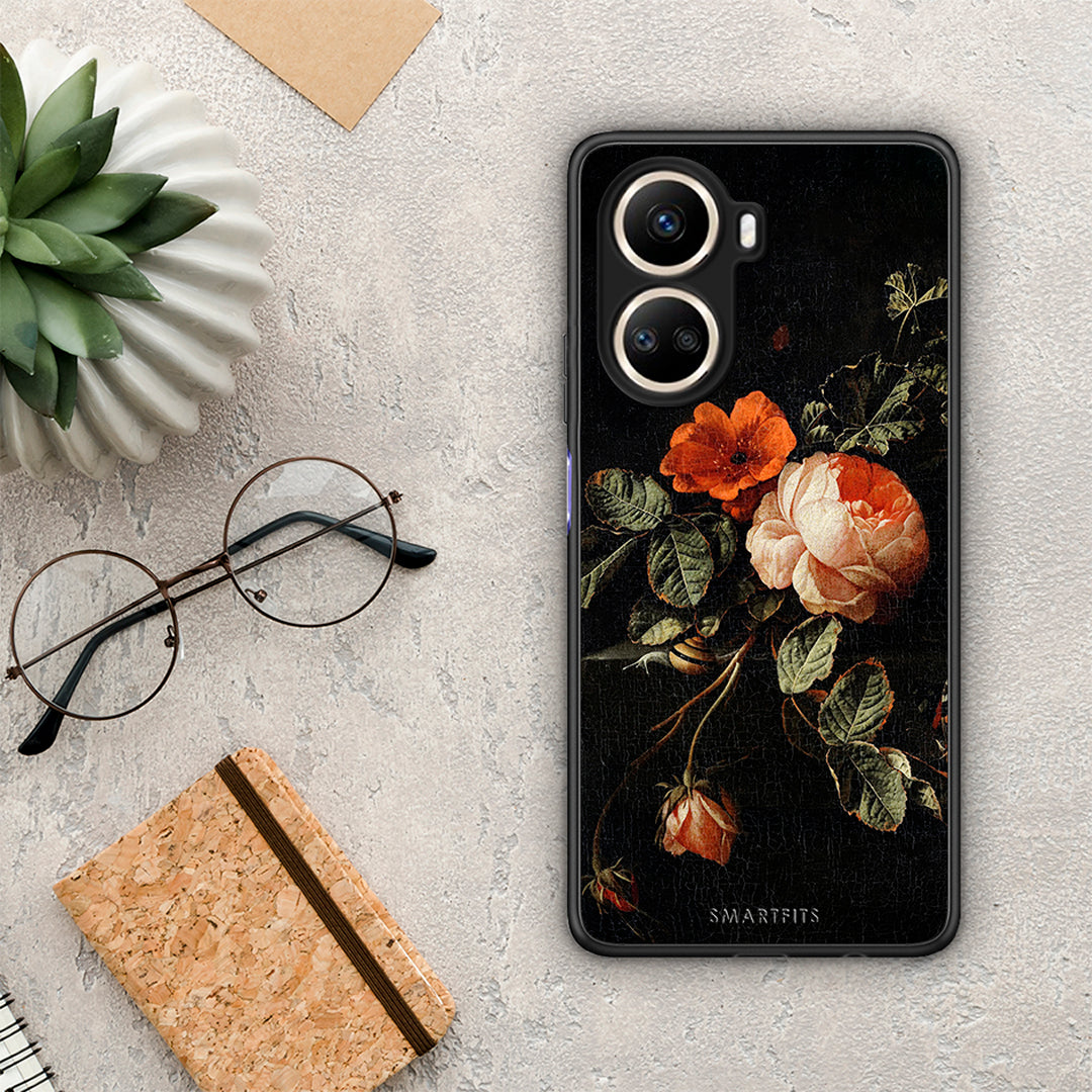 Θήκη Huawei Nova 10 SE Vintage Roses από τη Smartfits με σχέδιο στο πίσω μέρος και μαύρο περίβλημα | Huawei Nova 10 SE Vintage Roses Case with Colorful Back and Black Bezels