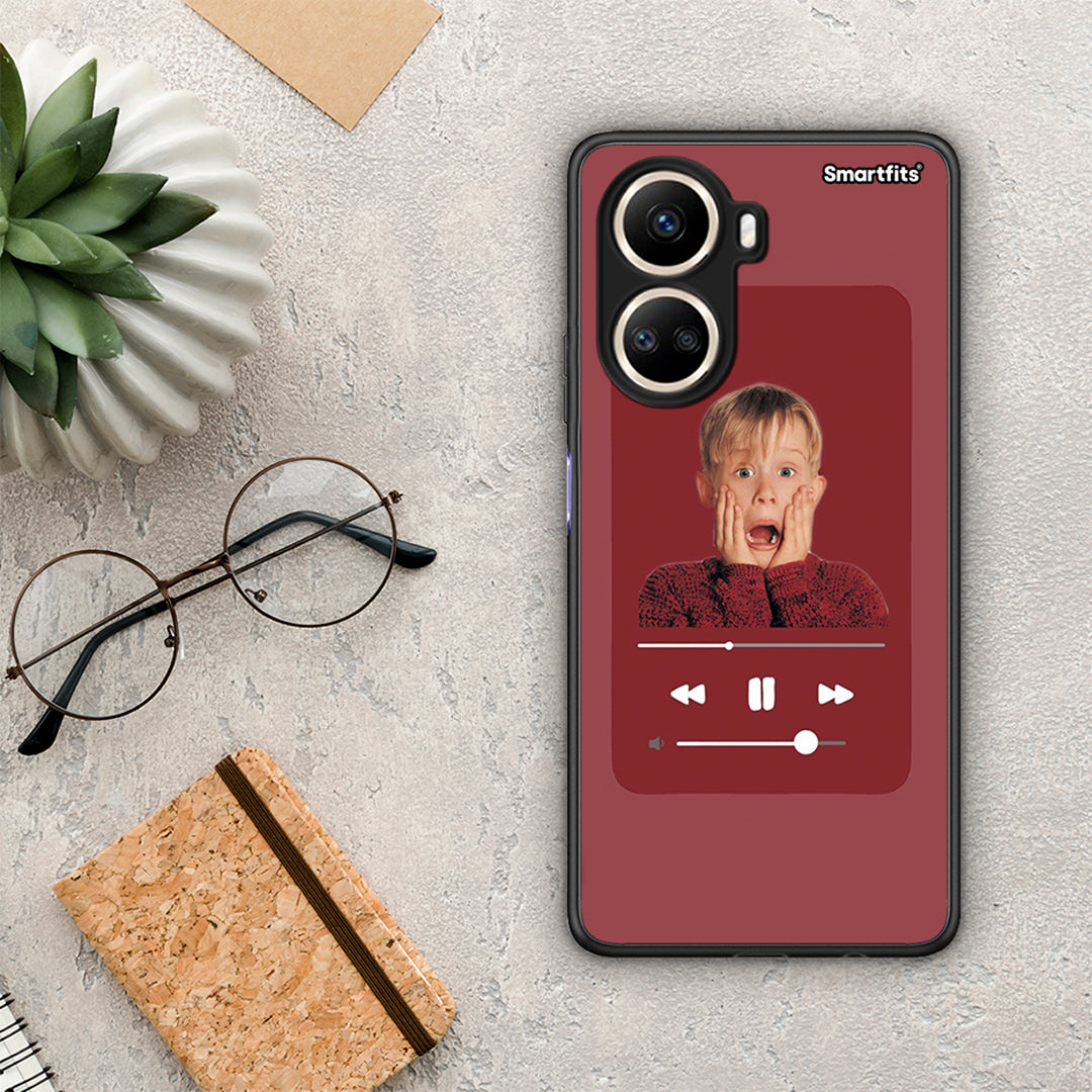Θήκη Huawei Nova 10 SE Xmas Alone Music από τη Smartfits με σχέδιο στο πίσω μέρος και μαύρο περίβλημα | Huawei Nova 10 SE Xmas Alone Music Case with Colorful Back and Black Bezels