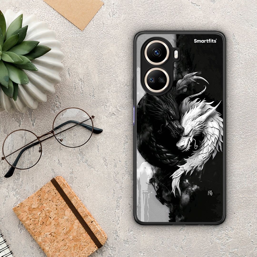 Θήκη Huawei Nova 10 SE Yin Yang από τη Smartfits με σχέδιο στο πίσω μέρος και μαύρο περίβλημα | Huawei Nova 10 SE Yin Yang Case with Colorful Back and Black Bezels