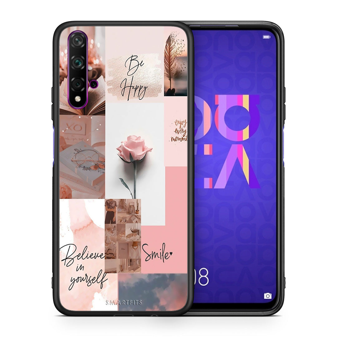 Θήκη Huawei Nova 5T/Honor 20 Aesthetic Collage από τη Smartfits με σχέδιο στο πίσω μέρος και μαύρο περίβλημα | Huawei Nova 5T/Honor 20 Aesthetic Collage case with colorful back and black bezels