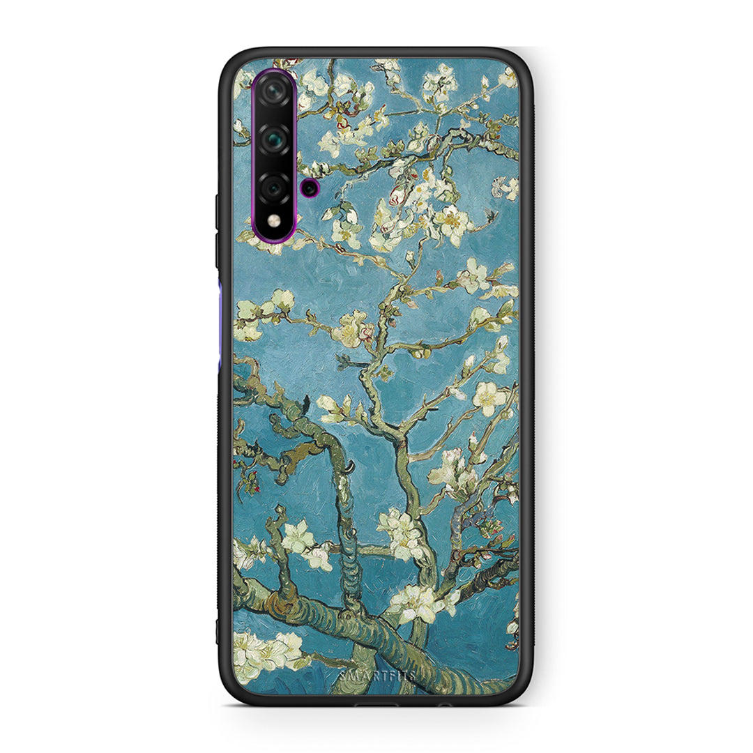 Huawei Nova 5T White Blossoms θήκη από τη Smartfits με σχέδιο στο πίσω μέρος και μαύρο περίβλημα | Smartphone case with colorful back and black bezels by Smartfits