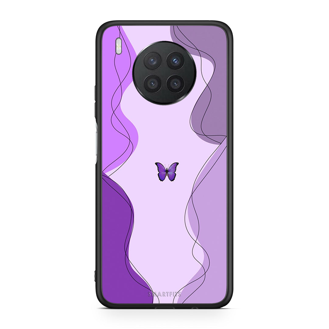 Huawei Nova 8i / Honor 50 Lite Purple Mariposa Θήκη Αγίου Βαλεντίνου από τη Smartfits με σχέδιο στο πίσω μέρος και μαύρο περίβλημα | Smartphone case with colorful back and black bezels by Smartfits