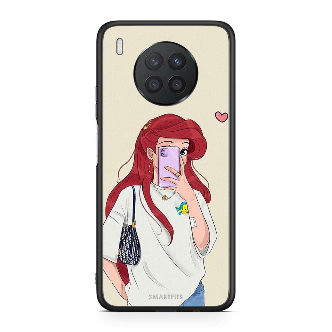 Huawei Nova 8i / Honor 50 Lite Walking Mermaid Θήκη από τη Smartfits με σχέδιο στο πίσω μέρος και μαύρο περίβλημα | Smartphone case with colorful back and black bezels by Smartfits