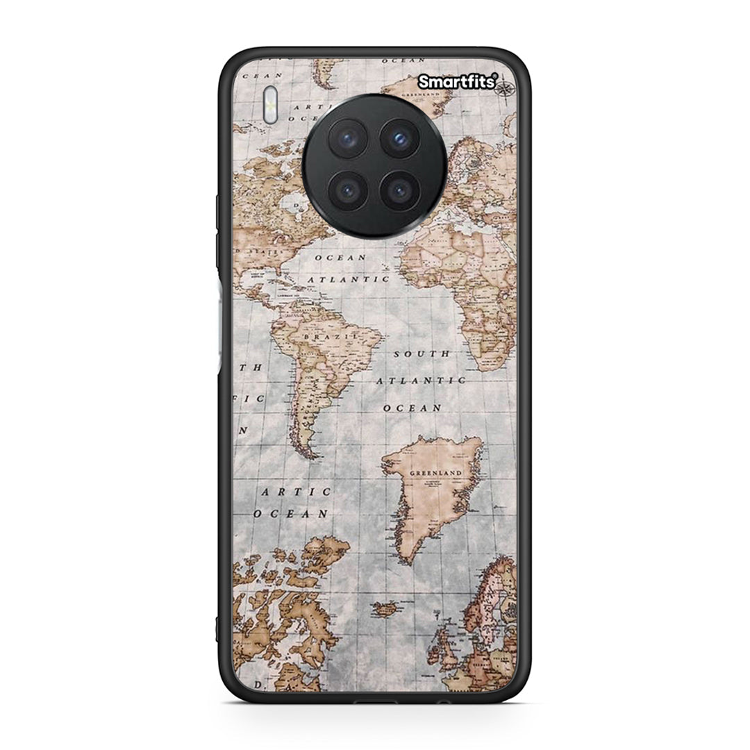 Huawei Nova 8i / Honor 50 Lite World Map θήκη από τη Smartfits με σχέδιο στο πίσω μέρος και μαύρο περίβλημα | Smartphone case with colorful back and black bezels by Smartfits