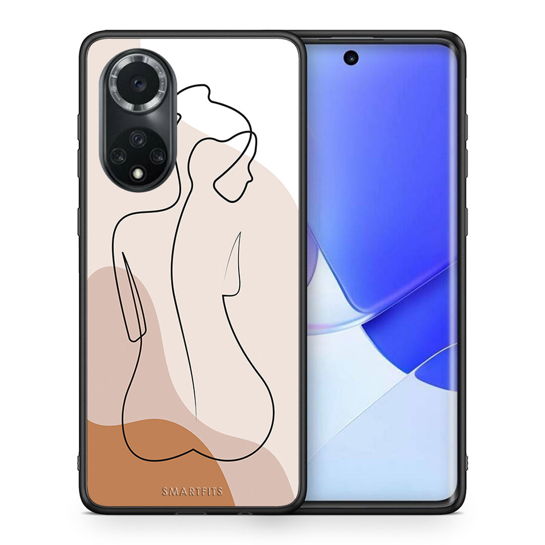 Θήκη Huawei Nova 9/Honor 50 LineArt Woman από τη Smartfits με σχέδιο στο πίσω μέρος και μαύρο περίβλημα | Huawei Nova 9/Honor 50 LineArt Woman case with colorful back and black bezels