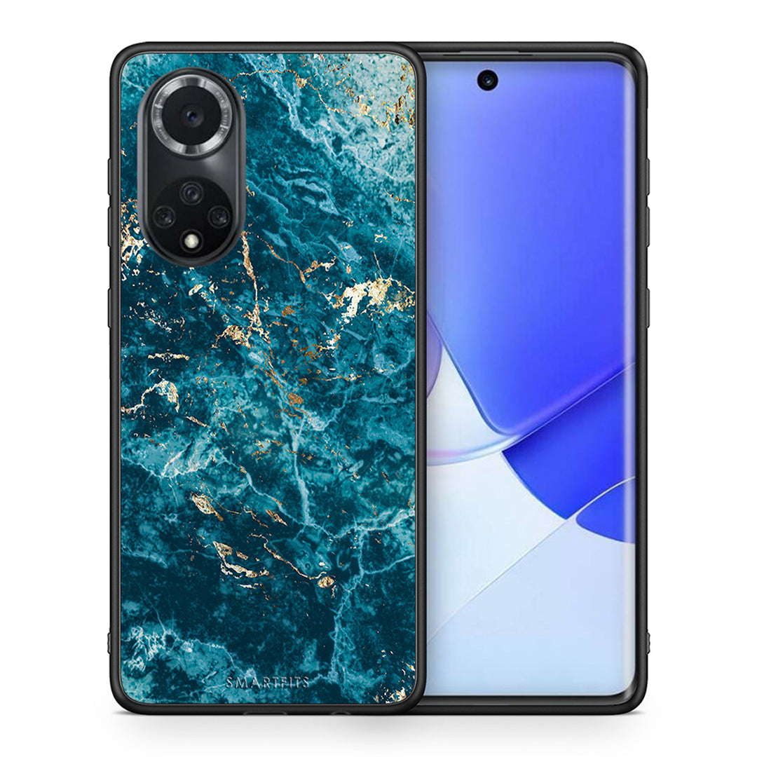 Θήκη Huawei Nova 9/Honor 50 Marble Blue από τη Smartfits με σχέδιο στο πίσω μέρος και μαύρο περίβλημα | Huawei Nova 9/Honor 50 Marble Blue case with colorful back and black bezels