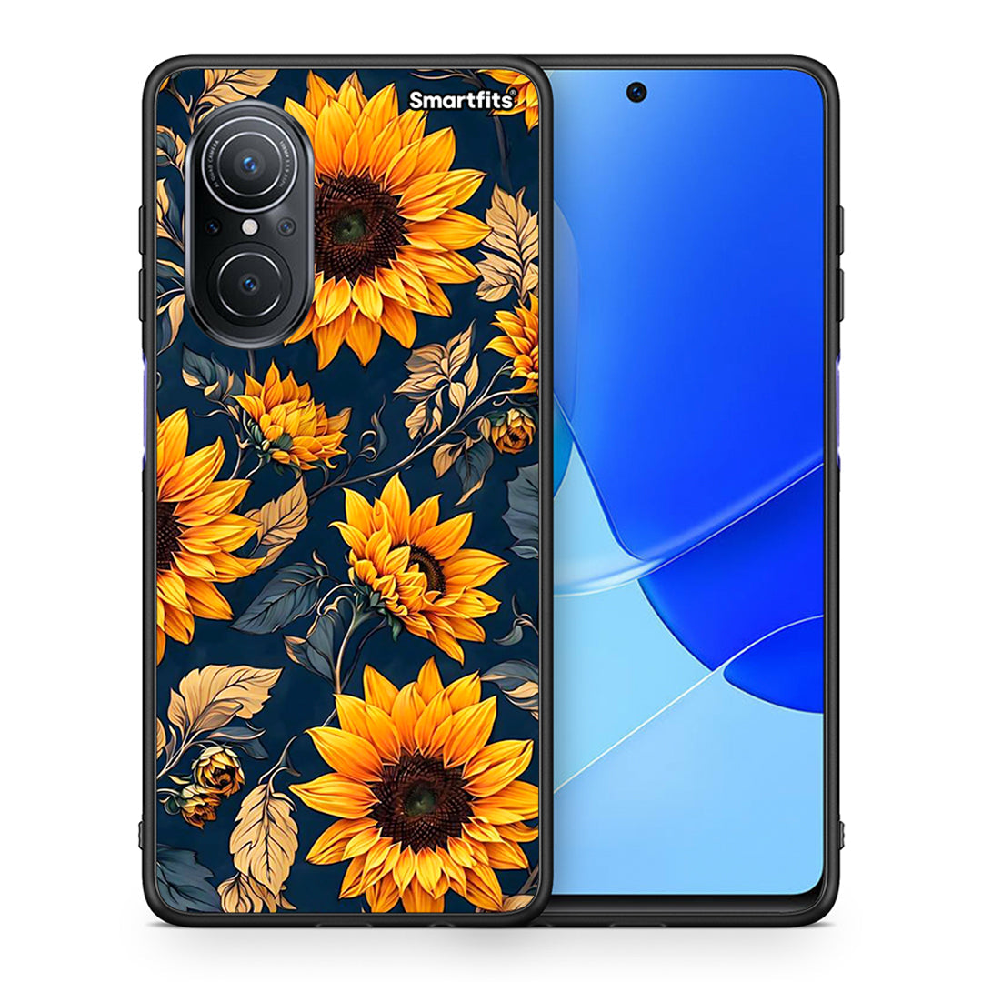Θήκη Huawei Nova 9 SE Autumn Sunflowers από τη Smartfits με σχέδιο στο πίσω μέρος και μαύρο περίβλημα | Huawei Nova 9 SE Autumn Sunflowers case with colorful back and black bezels
