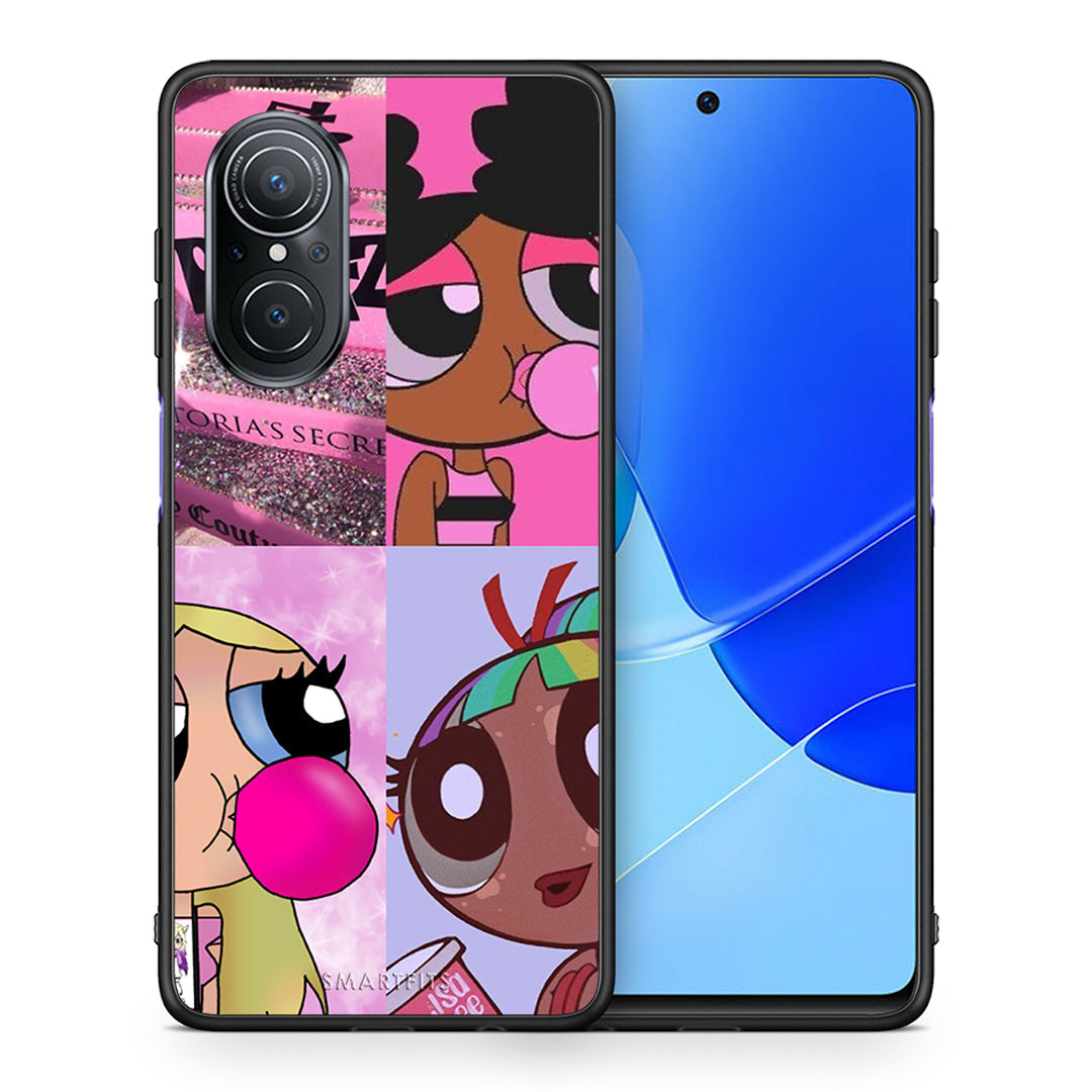 Θήκη Αγίου Βαλεντίνου Huawei Nova 9 SE Bubble Girls από τη Smartfits με σχέδιο στο πίσω μέρος και μαύρο περίβλημα | Huawei Nova 9 SE Bubble Girls case with colorful back and black bezels
