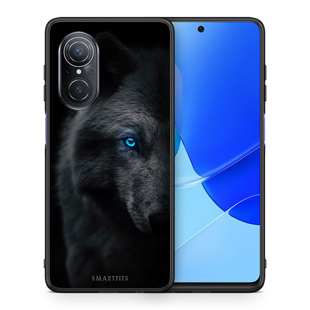 Θήκη Huawei Nova 9 SE Dark Wolf από τη Smartfits με σχέδιο στο πίσω μέρος και μαύρο περίβλημα | Huawei Nova 9 SE Dark Wolf case with colorful back and black bezels