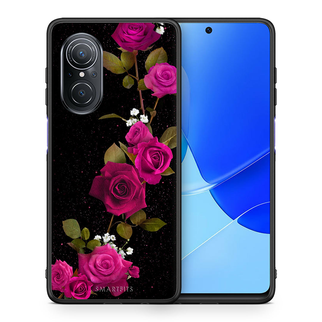 Θήκη Huawei Nova 9 SE Red Roses Flower από τη Smartfits με σχέδιο στο πίσω μέρος και μαύρο περίβλημα | Huawei Nova 9 SE Red Roses Flower case with colorful back and black bezels