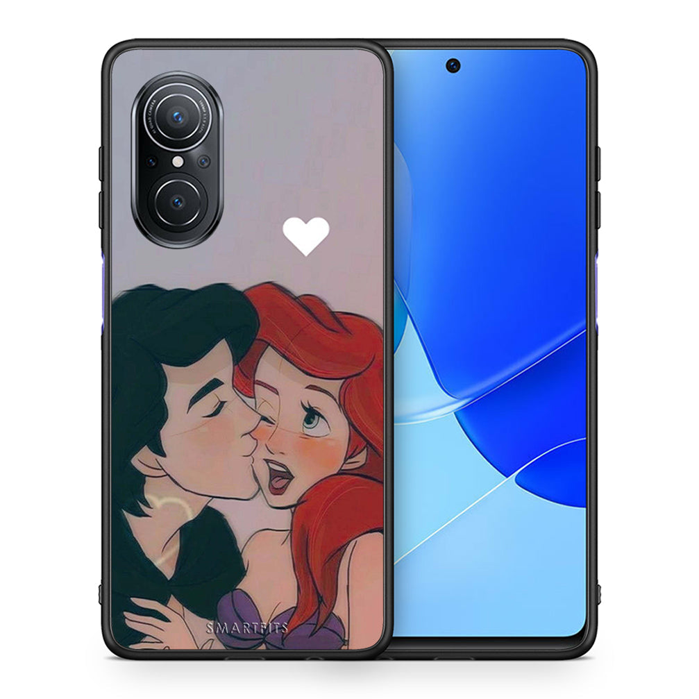 Θήκη Αγίου Βαλεντίνου Huawei Nova 9 SE Mermaid Love από τη Smartfits με σχέδιο στο πίσω μέρος και μαύρο περίβλημα | Huawei Nova 9 SE Mermaid Love case with colorful back and black bezels
