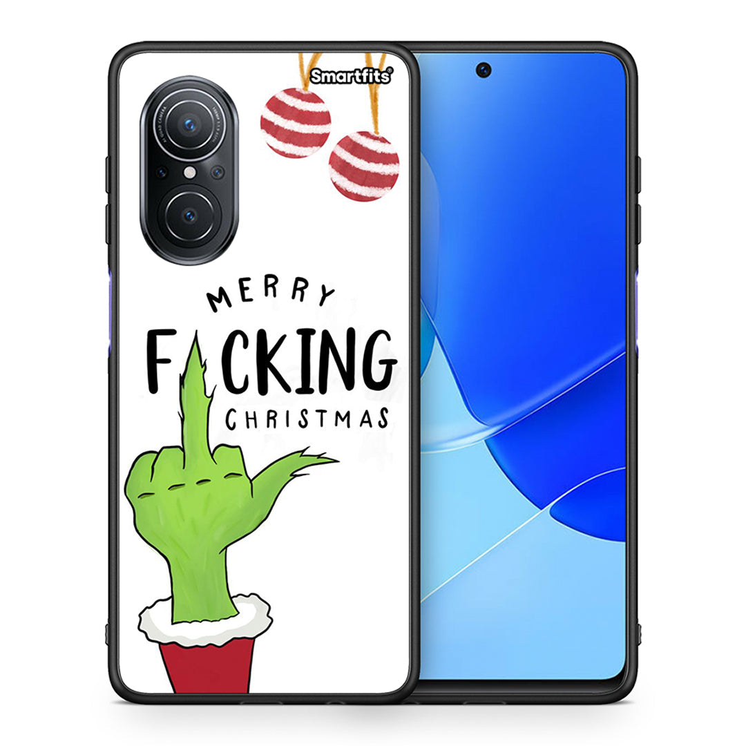 Θήκη Huawei Nova 9 SE Merry F Xmas από τη Smartfits με σχέδιο στο πίσω μέρος και μαύρο περίβλημα | Huawei Nova 9 SE Merry F Xmas case with colorful back and black bezels