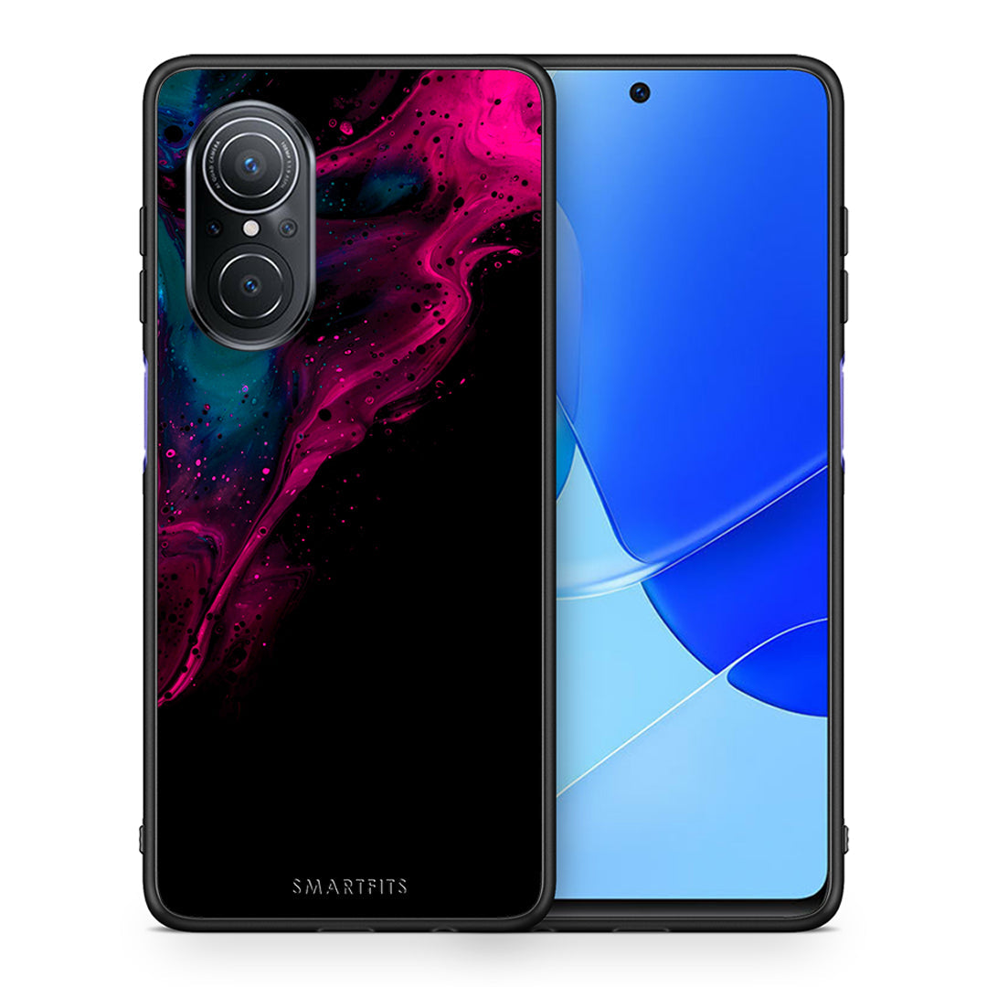 Θήκη Huawei Nova 9 SE Pink Black Watercolor από τη Smartfits με σχέδιο στο πίσω μέρος και μαύρο περίβλημα | Huawei Nova 9 SE Pink Black Watercolor case with colorful back and black bezels