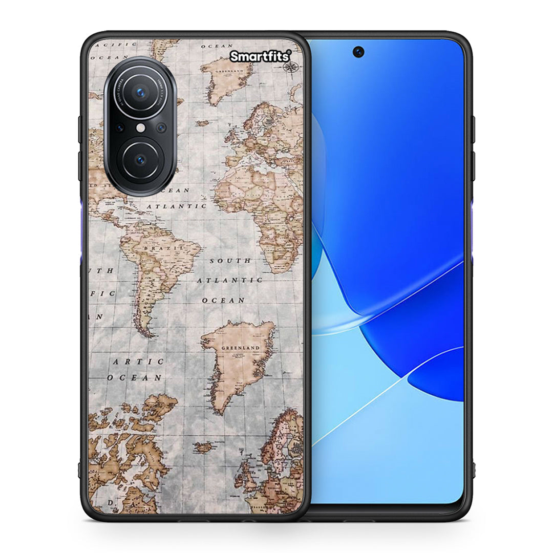 Θήκη Huawei Nova 9 SE World Map από τη Smartfits με σχέδιο στο πίσω μέρος και μαύρο περίβλημα | Huawei Nova 9 SE World Map case with colorful back and black bezels