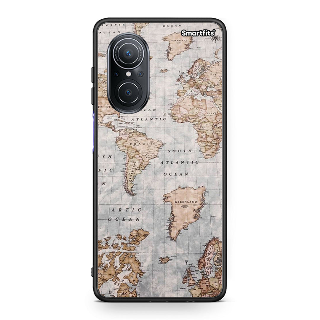 Huawei Nova 9 SE World Map Θήκη από τη Smartfits με σχέδιο στο πίσω μέρος και μαύρο περίβλημα | Smartphone case with colorful back and black bezels by Smartfits