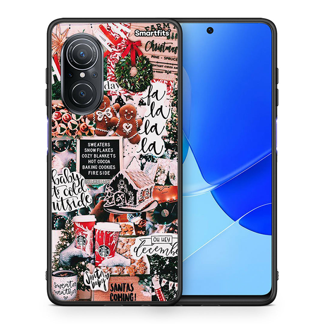 Θήκη Huawei Nova 9 SE Xmas Habbits από τη Smartfits με σχέδιο στο πίσω μέρος και μαύρο περίβλημα | Huawei Nova 9 SE Xmas Habbits case with colorful back and black bezels