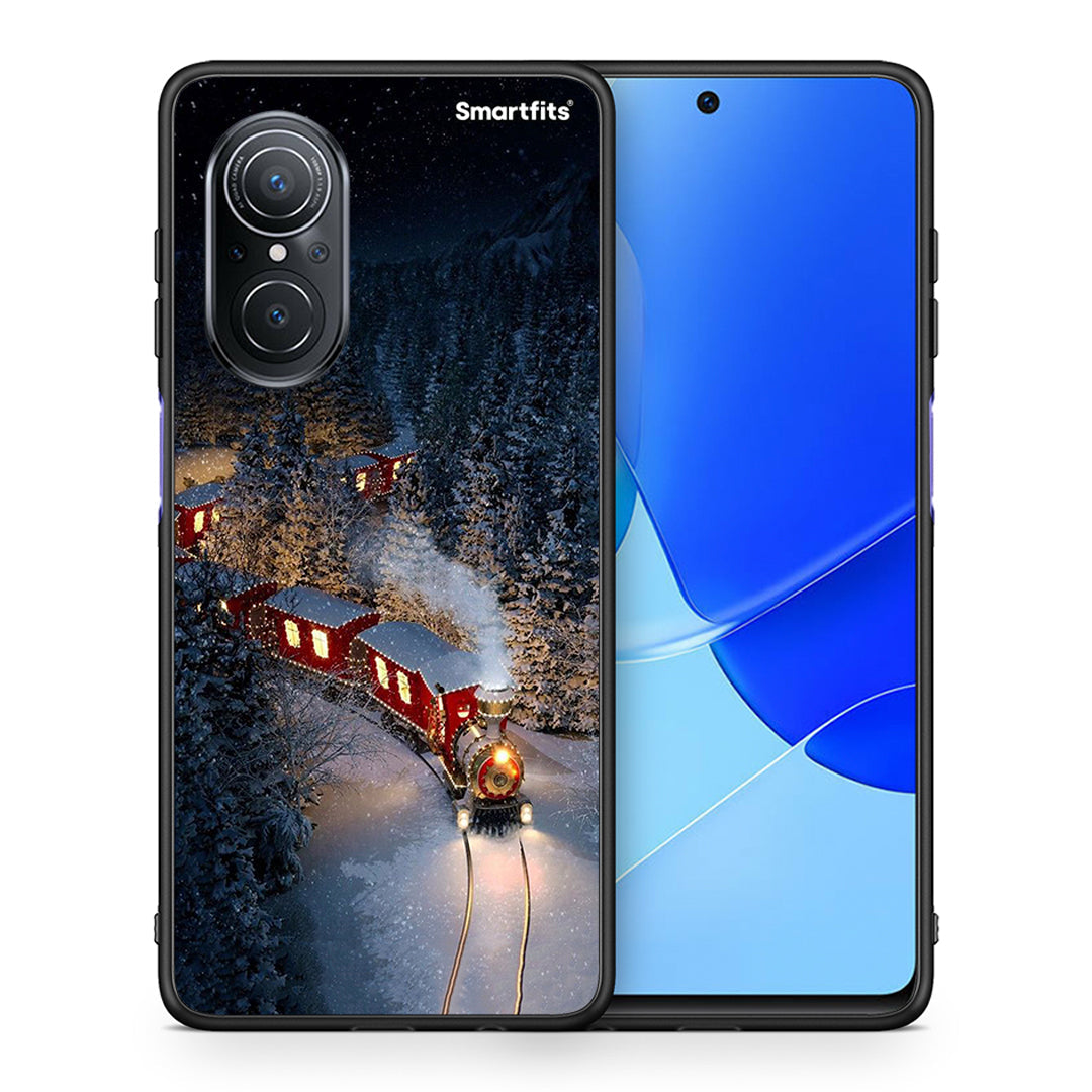 Θήκη Huawei Nova 9 SE Xmas Train από τη Smartfits με σχέδιο στο πίσω μέρος και μαύρο περίβλημα | Huawei Nova 9 SE Xmas Train case with colorful back and black bezels